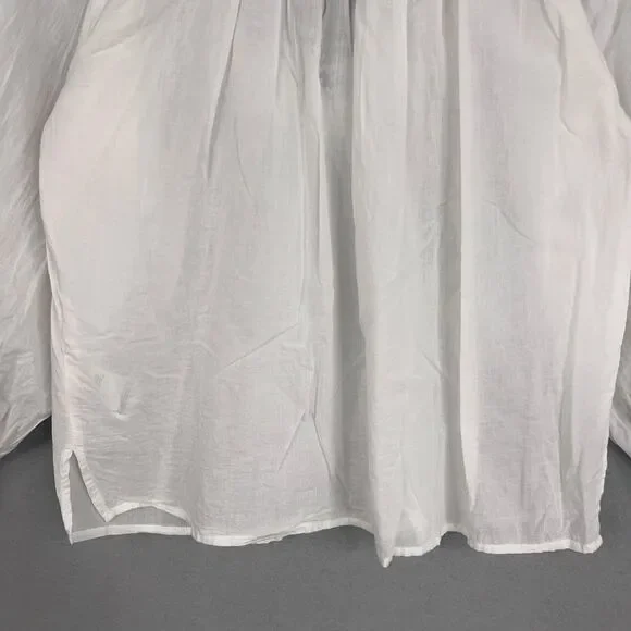 Cleobella Blouse Womens XS White Wendy Top Ruffle Smocked Boho Organic Cotton - Picture 9 of 14